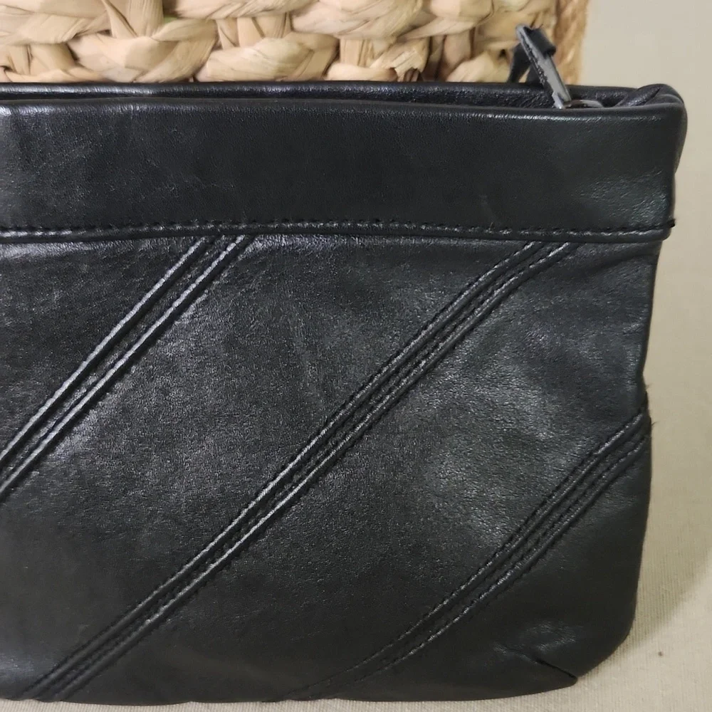 Vintage Black Leather Clutch